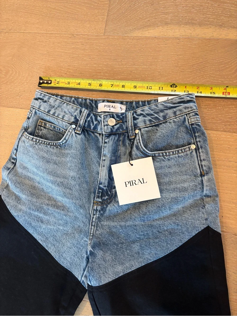 Piral Bicolor Chap Jeans Sz 4 / Small NWT denim black two tone high waist